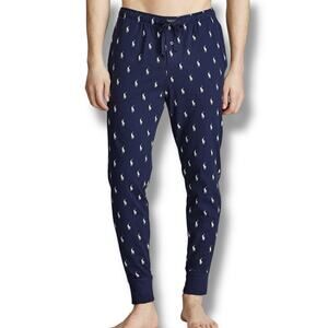 Polo Ralph Lauren Men’s Size M Blue Cotton Jersey Sleep Jogger Pony Logo